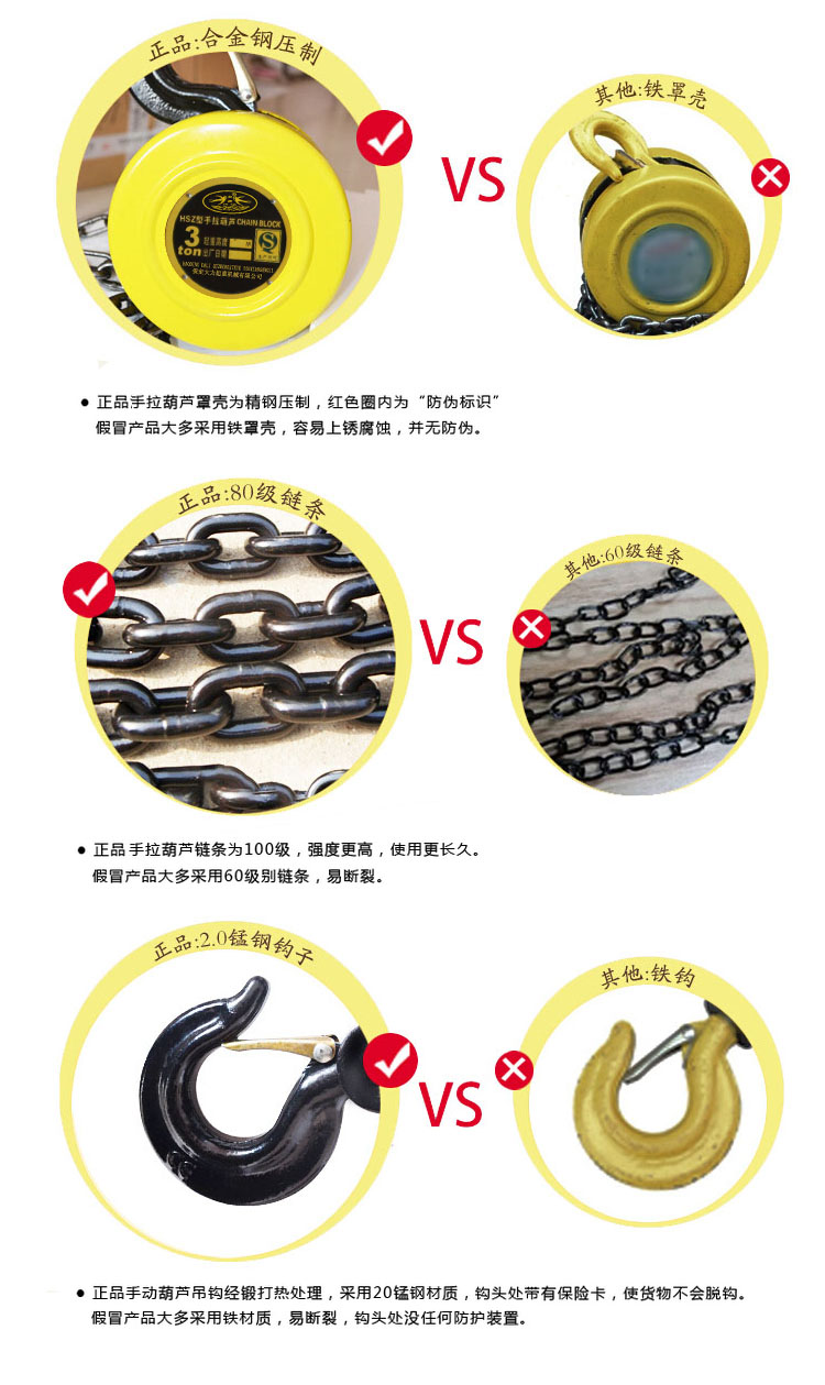 hsz手拉葫蘆對比